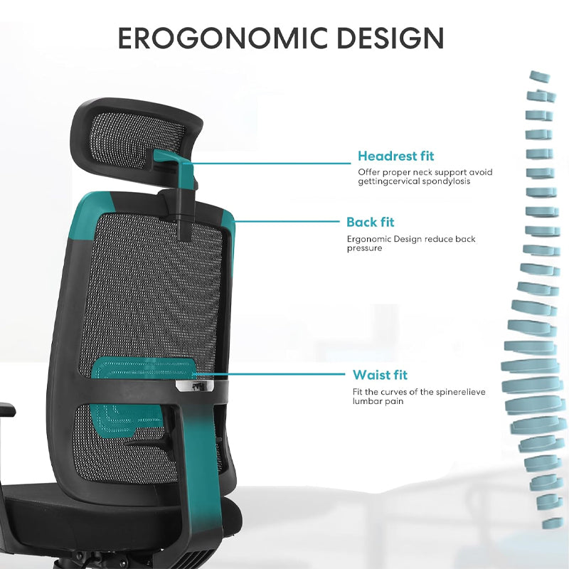 Ergonomic Office Chair with Adjustable Lumbar Support Mesh Computer Chair High Back Desk Chair