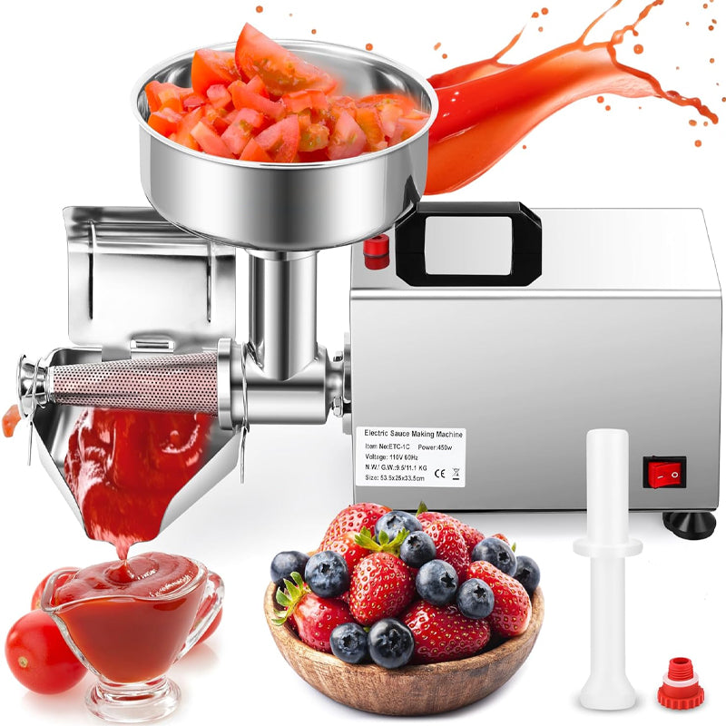 450W Electric Tomato Strainer Stainless Steel Tomato Milling Machine Commercial Food Squeezer