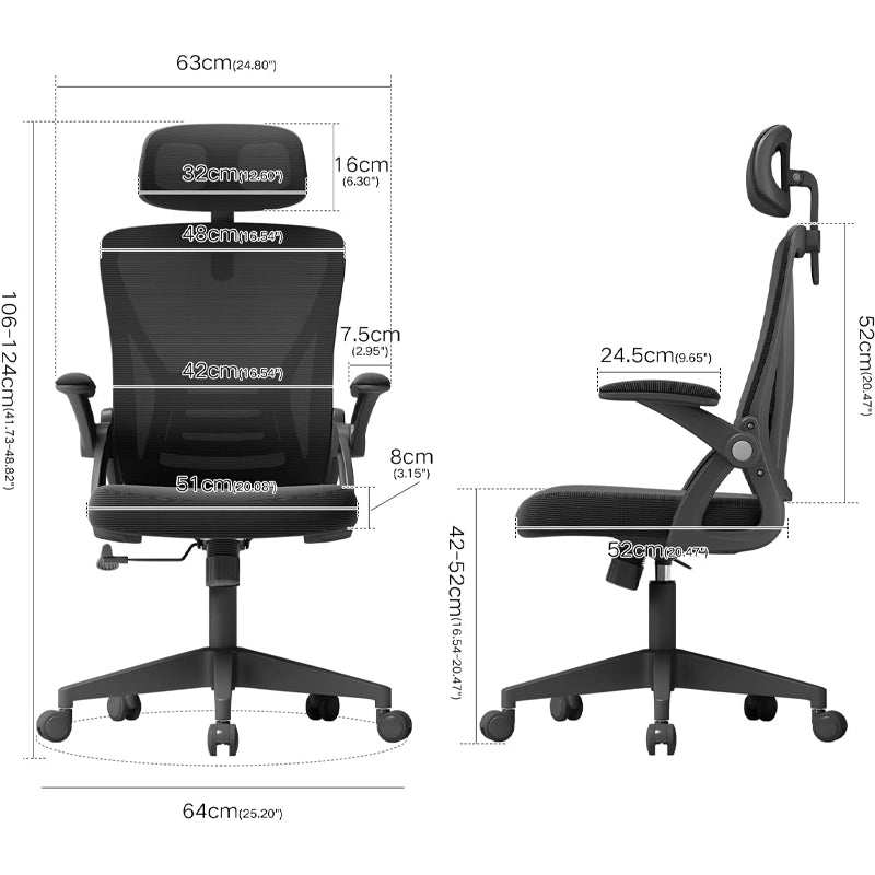 Breathable Mesh Office Chair Ergonomic Office Chair with Adjustable Lumbar Support and Flip-Up Arms