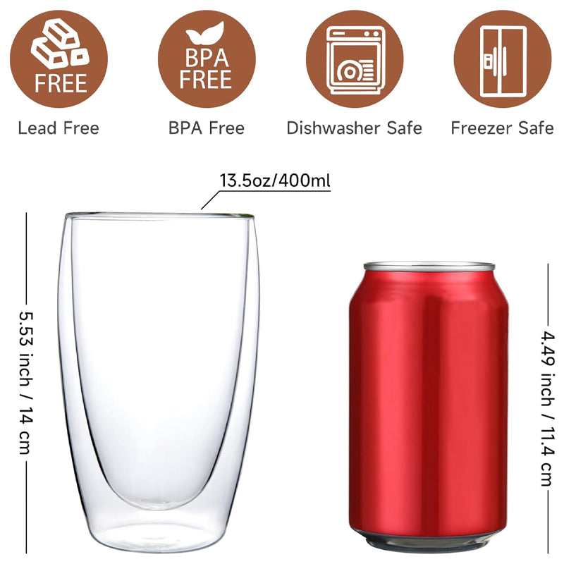 400ml Insulated Coffee Glass Double Wall Thermo Glass Cup Borosilicate Glass for Cappuccino Tea