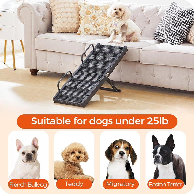 Dog Ramp 32" Long Folding Pet Ramp 5 Adjustable Height from 10.2" to 21.7" for Couch Bed or Car