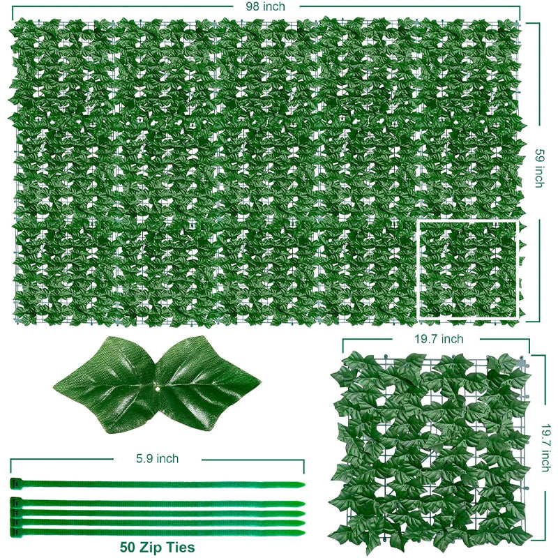 98" × 59" Artificial Ivy Privacy Fence Screen Green Wall Screen with Strengthened Joint