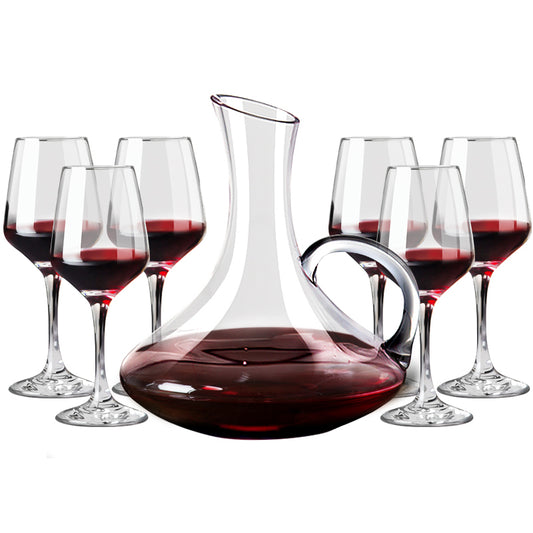 Red Wine Glass Set 6pcs Glasses + 1pc Decanter Crystal Glass Goblet High Quality Wine Stemware