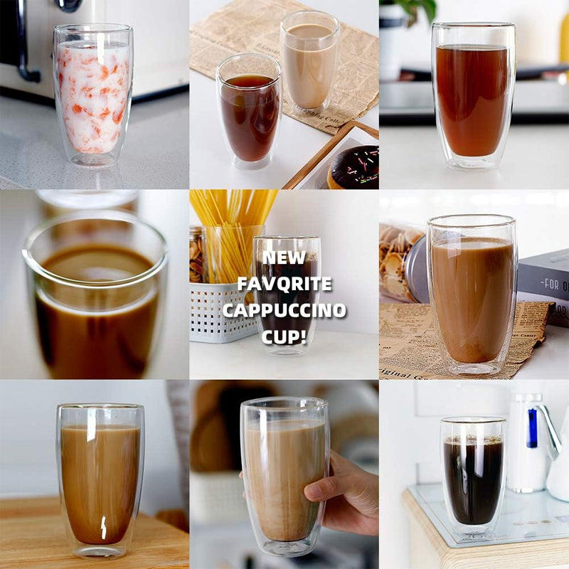 400ml Insulated Coffee Glass Double Wall Thermo Glass Cup Borosilicate Glass for Cappuccino Tea