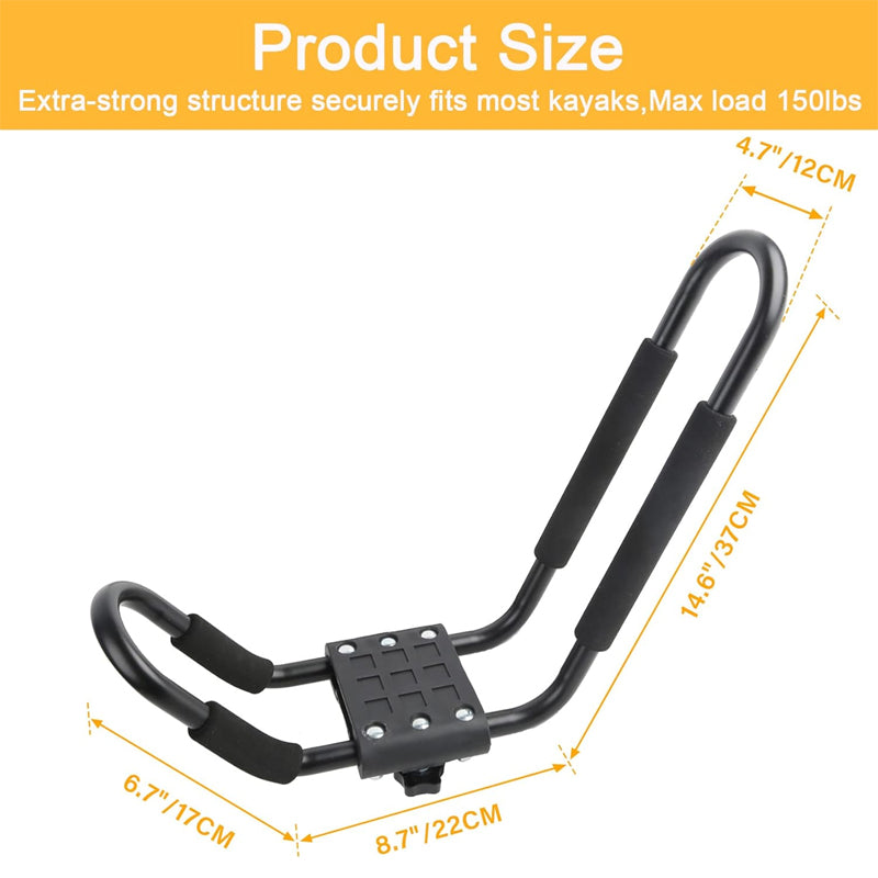 Kayak Roof Rack 4 Pieces J-Bar Carrier Holder Car Top Mount Rack for Canoe SUV Cars Truck Surf Ski