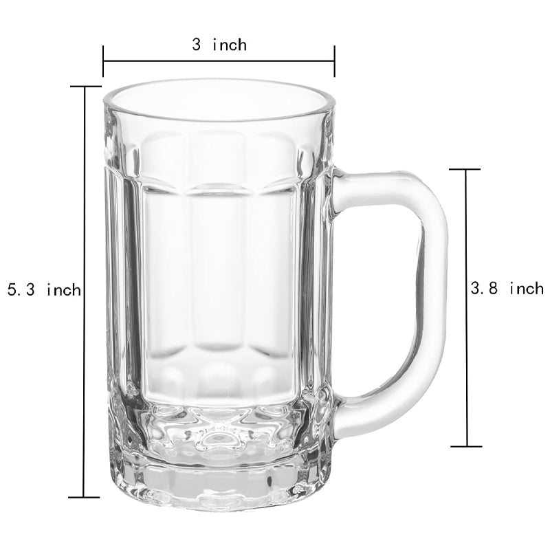 410ml Heavy Beer Mug Large Beer Glasses with Handle Glass Steins Classic Beer Mug