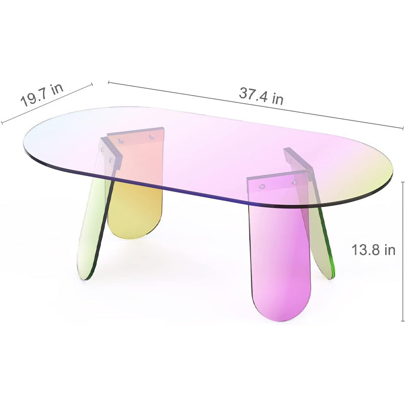 Iridescent Acrylic Coffee Table 13.8 Inch High End Table for Living Room Courtyard Terrace