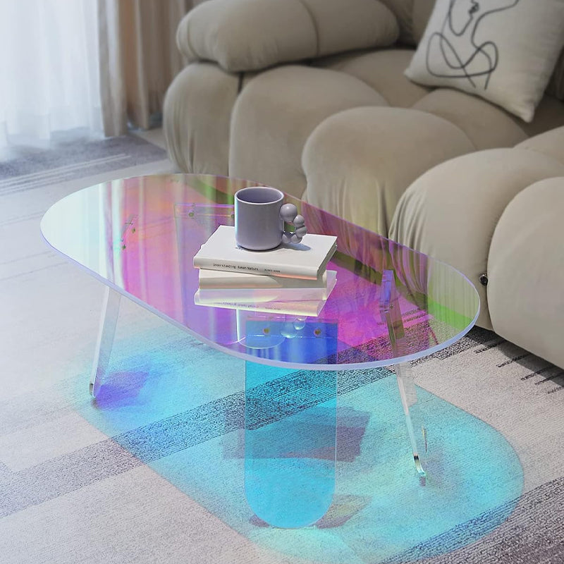 Iridescent Acrylic Coffee Table 13.8 Inch High End Table for Living Room Courtyard Terrace