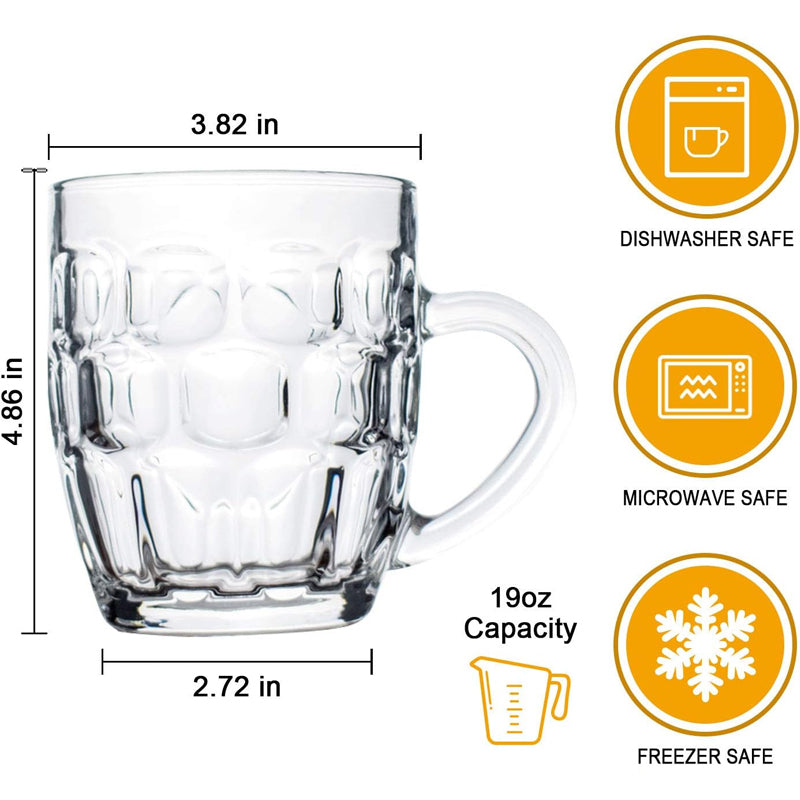 560ml Beer Mug With Handle Lead Free Glass Large Beer Glass For Bar Alcohol Beverages