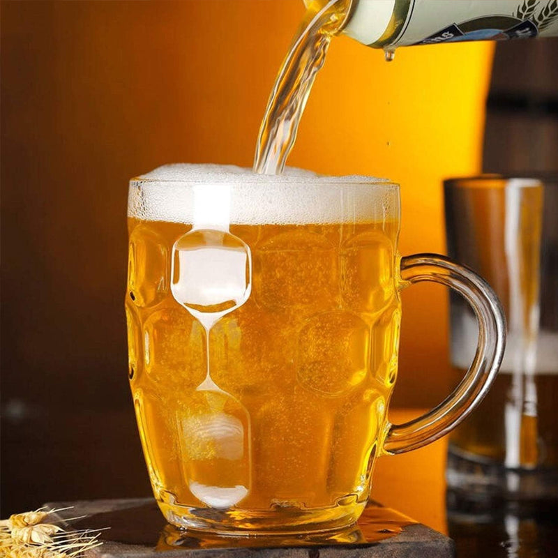 560ml Beer Mug With Handle Lead Free Glass Large Beer Glass For Bar Alcohol Beverages