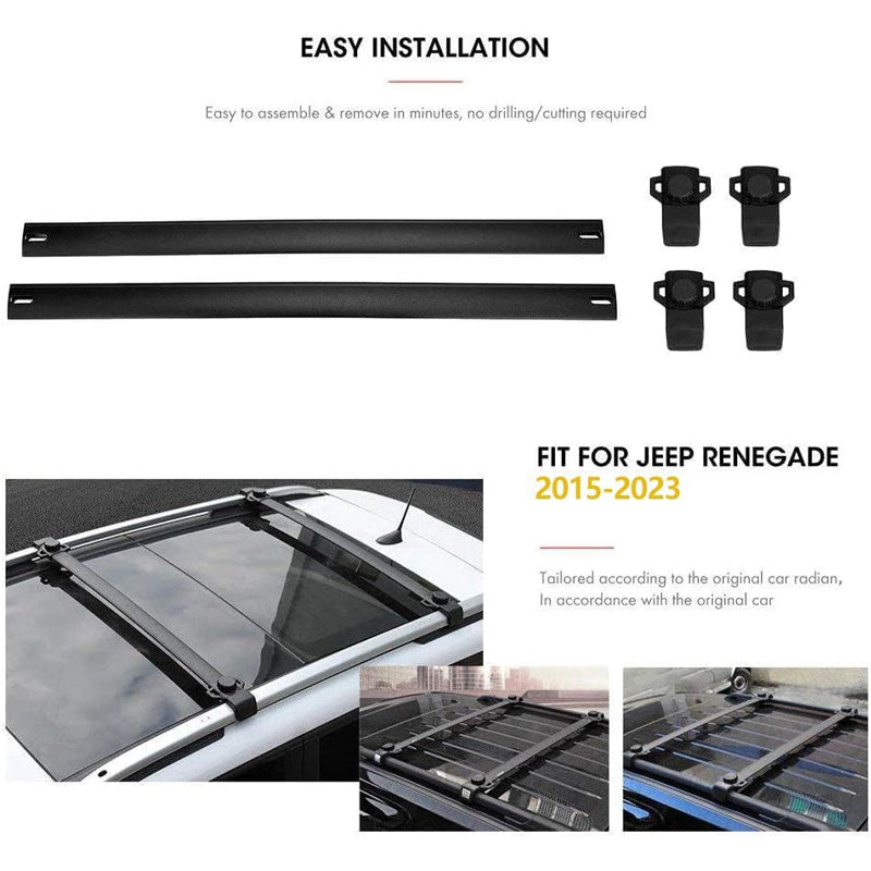 Roof Rack Cross Bars for Jeep Renegade 2015-2023 Adjustable Luggage Racks Rail Crossbars