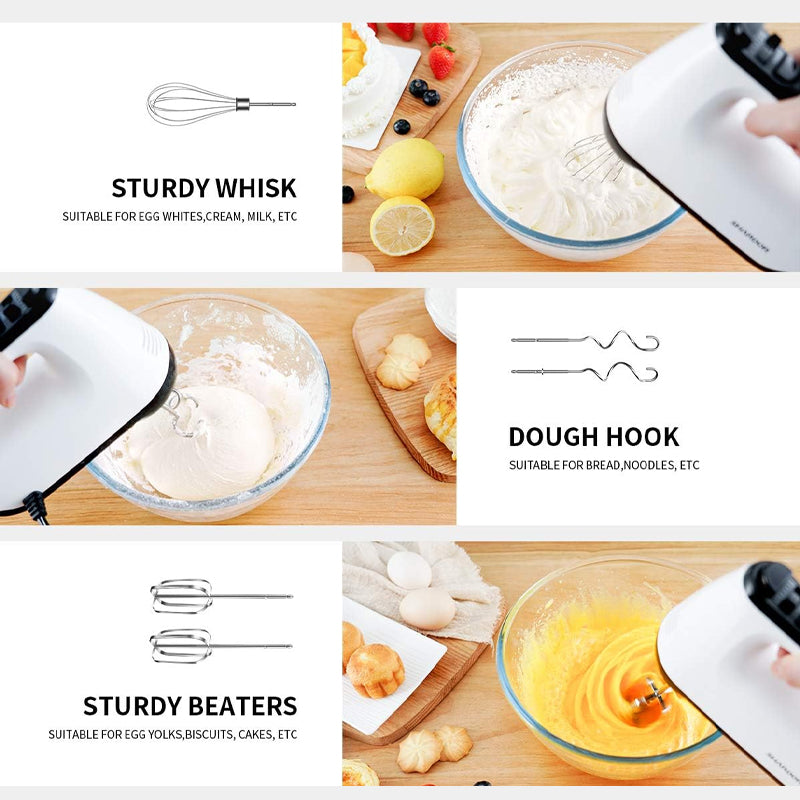 250w Electric Hand Mixer 6 Speed Handheld Mixer with 5 Stainless Steel Accessories