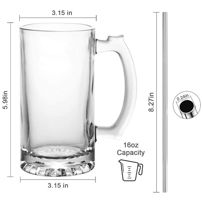 500ml Beer Mug Glass Mug With Handle Large Beer Glass For Freezer Drinking Glass