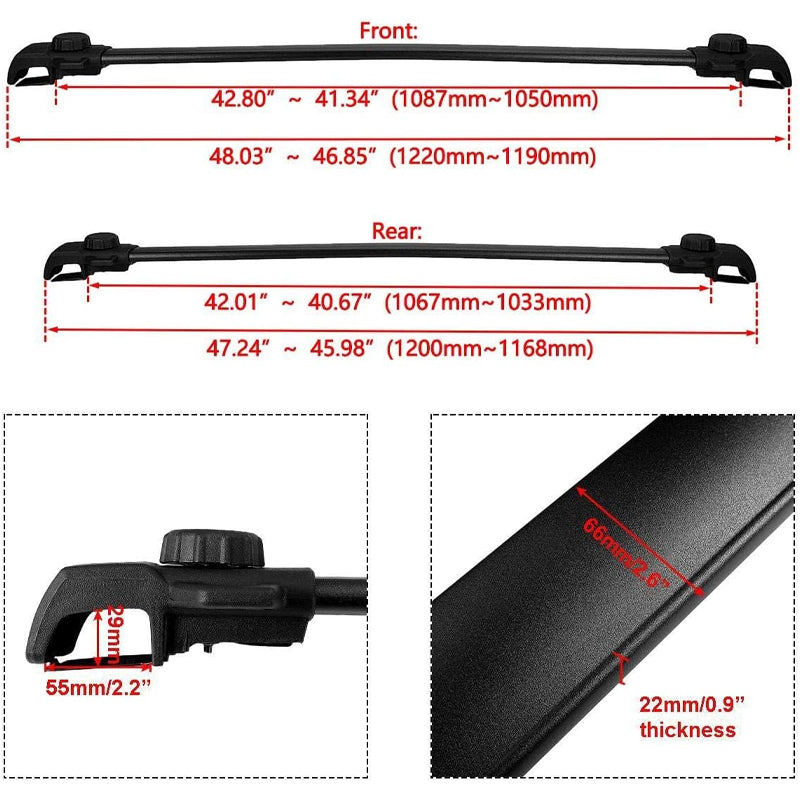 Roof Rack Cross Bars for Jeep Renegade 2015-2023 Adjustable Luggage Racks Rail Crossbars