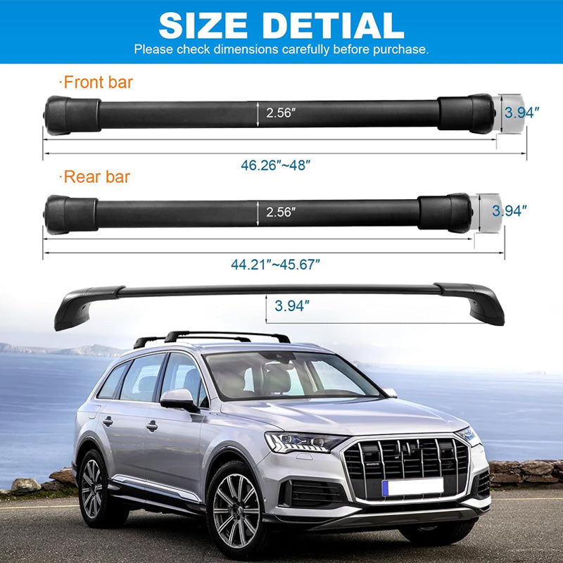 Roof Rack Cross Bars for Audi Q7 2016-2024 Lockable Rooftop Aluminum Crossbar Luggage Cargo Ladder