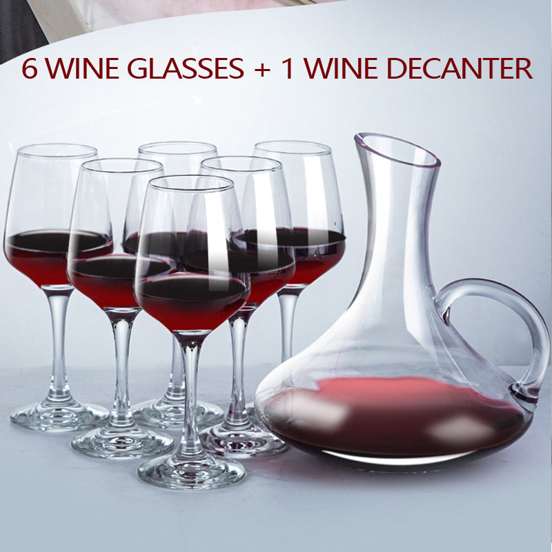 Red Wine Glass Set 6pcs Glasses + 1pc Decanter Crystal Glass Goblet High Quality Wine Stemware