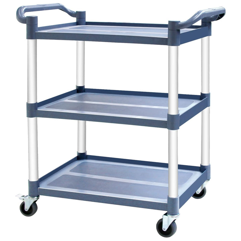 3-Tier Plastic Utility Cart 420 lbs Utility Service Cart with Lockable Wheels for Warehouse Kitchen