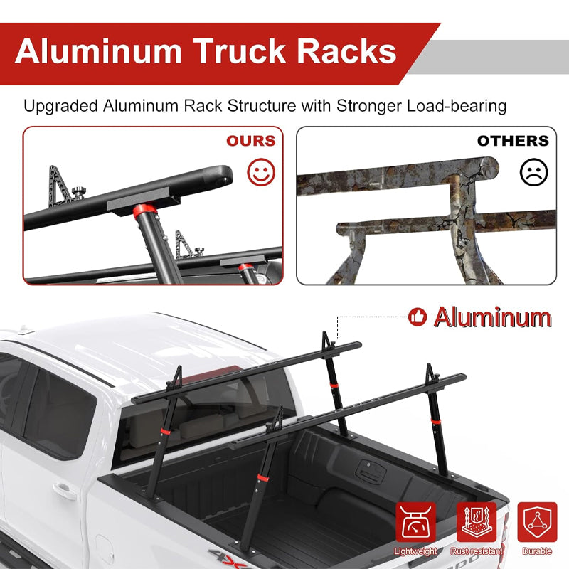 Truck Ladder Rack 800 lbs Capacity Adjustable Universal Truck Bed Ladder Rack Aluminum Ladder Rack