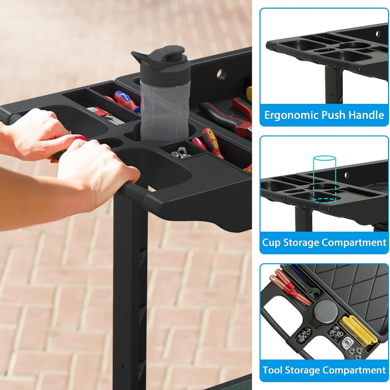 2000 lbs Utility Cart Large Plastic Utility Cart Service Cart for Warehouse Garage Cleaning