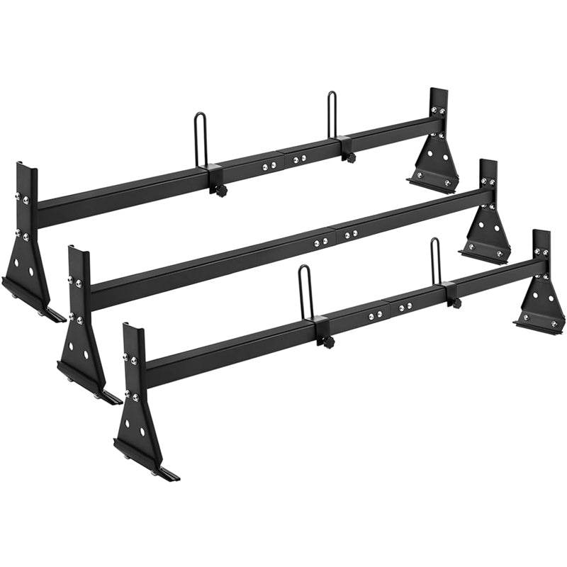 Van Ladder Rack 3 Bars 800 lbs Capacity Adjustable Matte Coating Van Rack for Vans with Rain Gutter