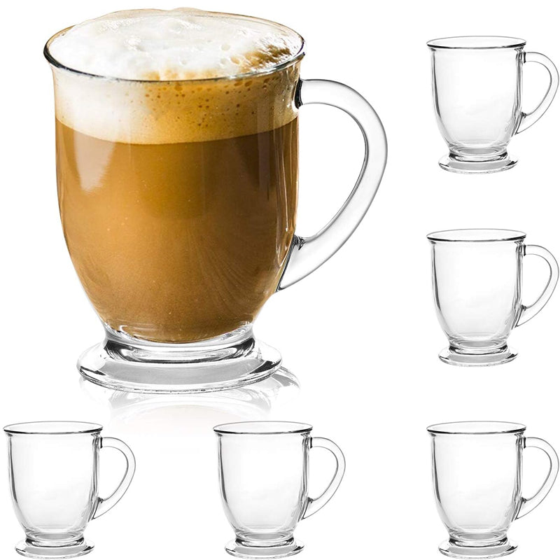 450ml/15oz Coffee Glass Clear Coffee Cup with Handle for Latte Cappuccino Hot Beverages