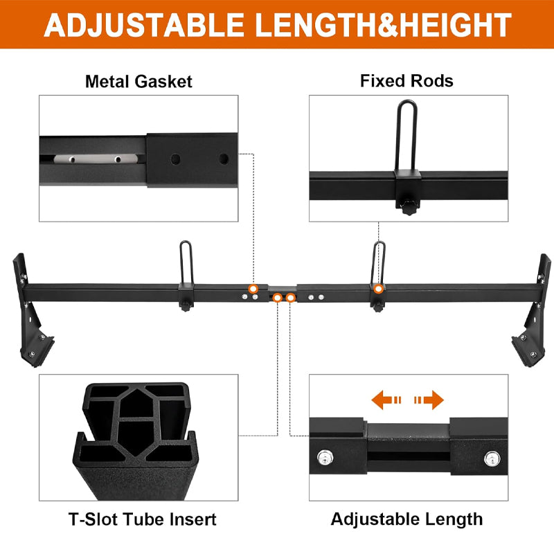 Van Ladder Rack 3 Bars 800 lbs Capacity Adjustable Matte Coating Van Rack for Vans with Rain Gutter