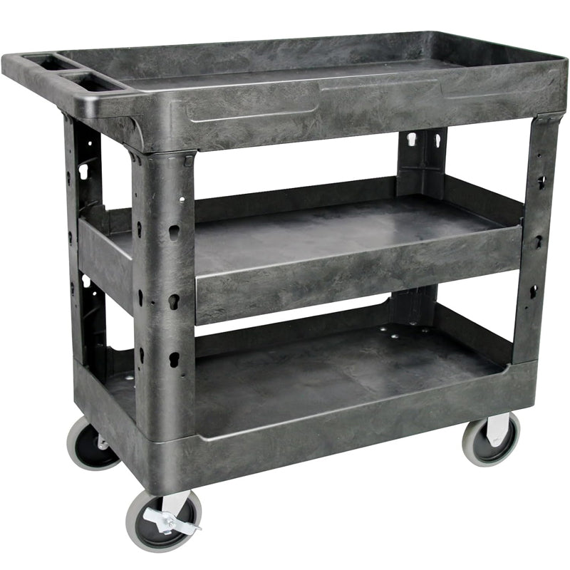 600 lbs 3 Shelf Utility Cart Rolling Cart with Brake Wheels Plastic Rolling Utility Cart Utility Service Cart