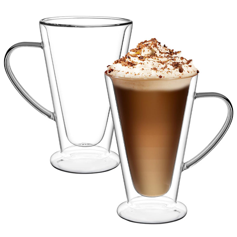 360ml/12oz Double Wall Coffee Glass Clear Glass lnsulated Cappuccino Tea Latte Cup