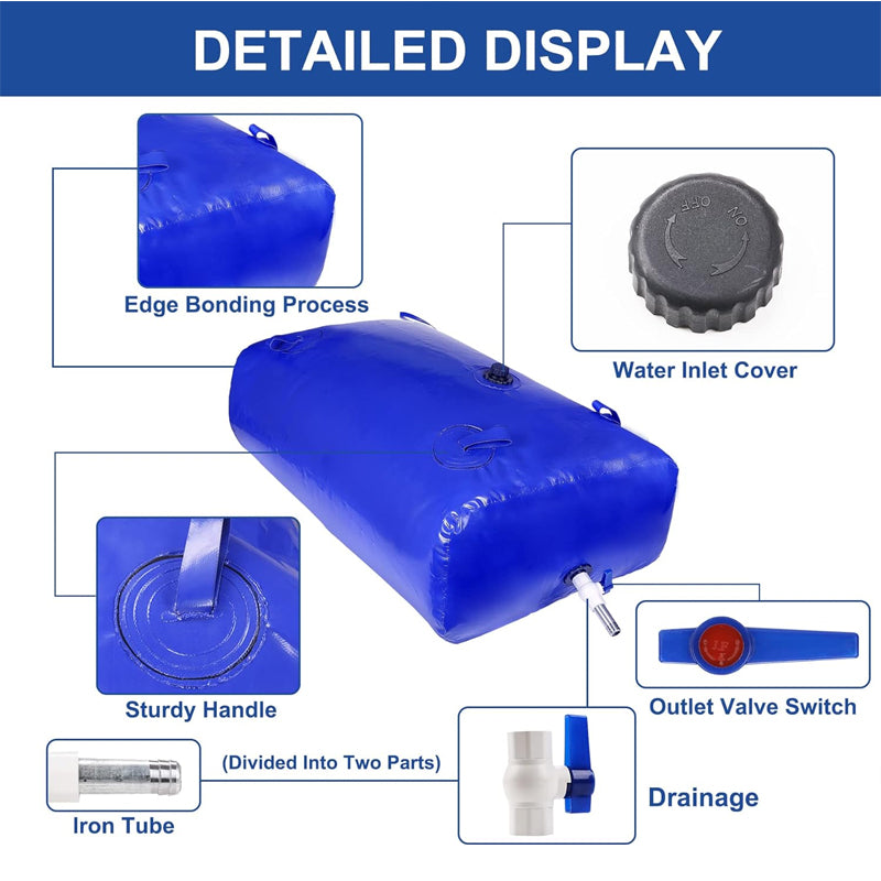 330L/87 Gallon Portable Water Storage Bladder Foldable Water Bladder Tank Emergency Water Use