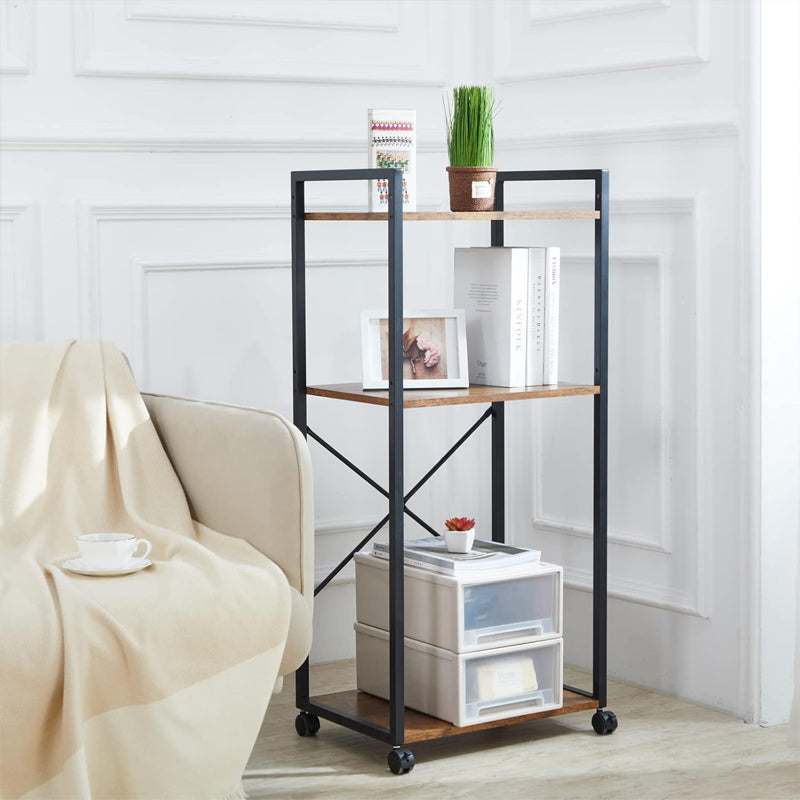 3 Tier Printer Stand with Wheels Height Adjustable Storage Shelf for Home Office Organization