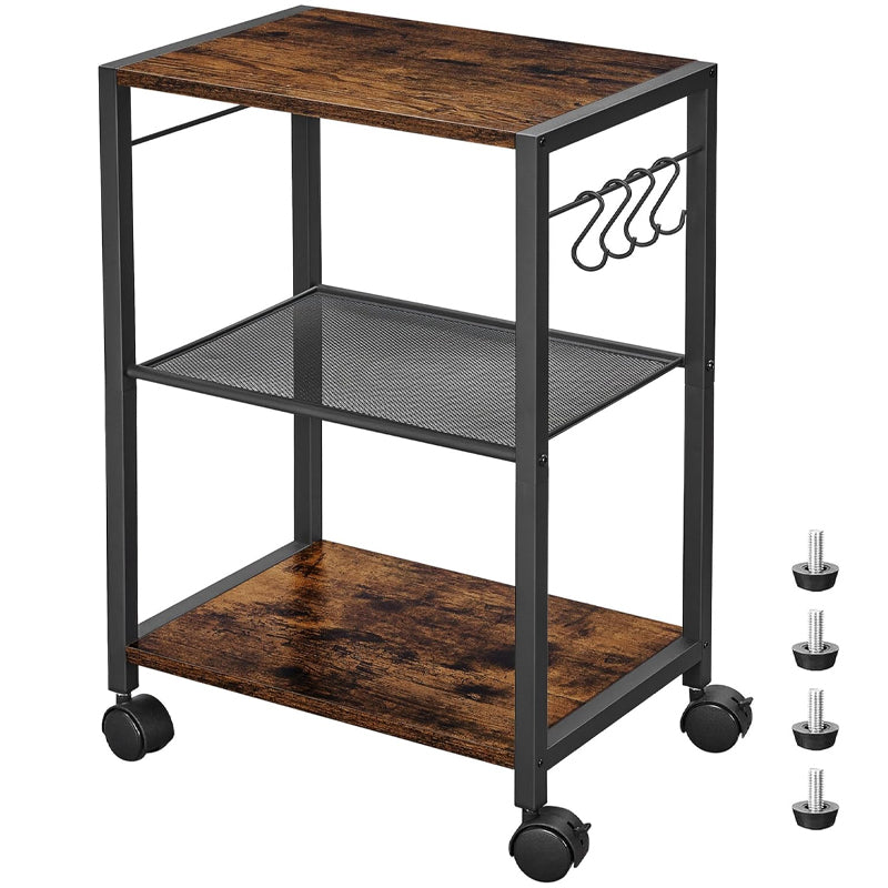 Printer Stand with Storage Shelves and Hooks 3 Tier Printer Stand Height Adjustable Printer Cart