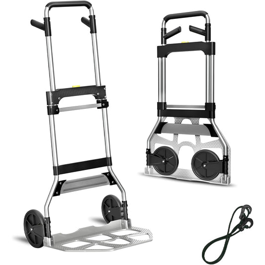 340 lbs Folding Hand Truck Aluminum Portable Dolly Cart with Telescoping Handle and Rubber Wheels