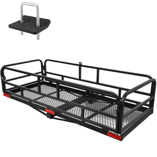 60" × 24" × 14" Hitch Cargo Carrier Folding Trailer Hitch Mount Cargo Rack 400lbs Loading Capacity