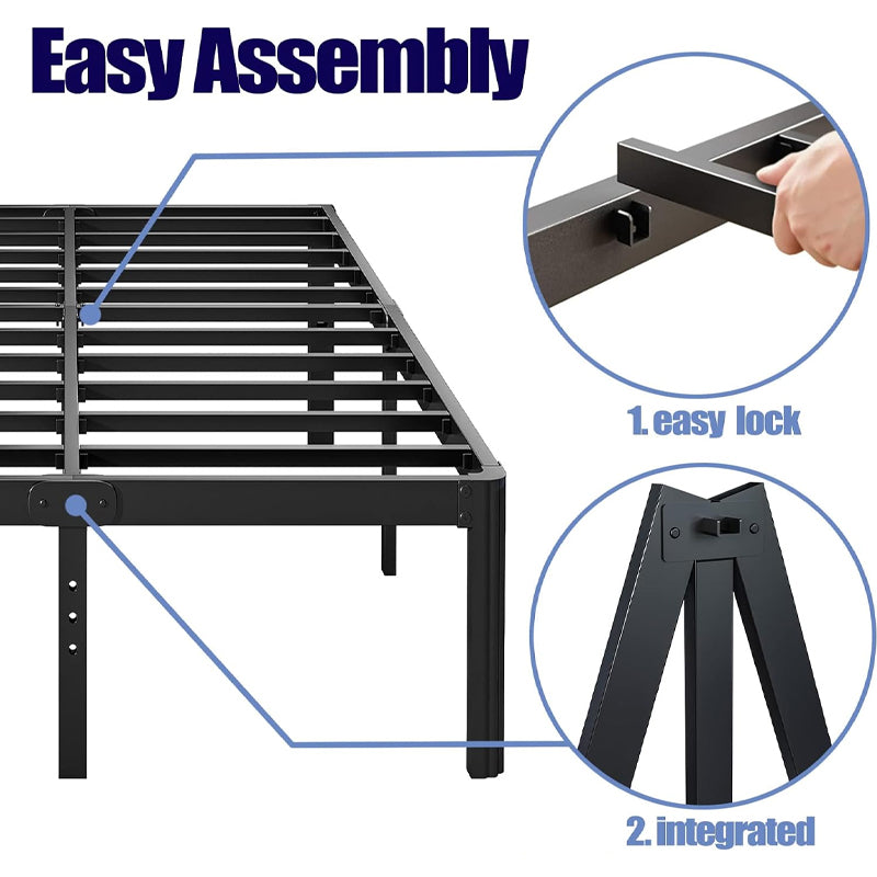 14 Inch King Bed Frame 3000 lbs Loading Capacity Heavy Duty Metal Bed Frame with Round Corners Noise Free