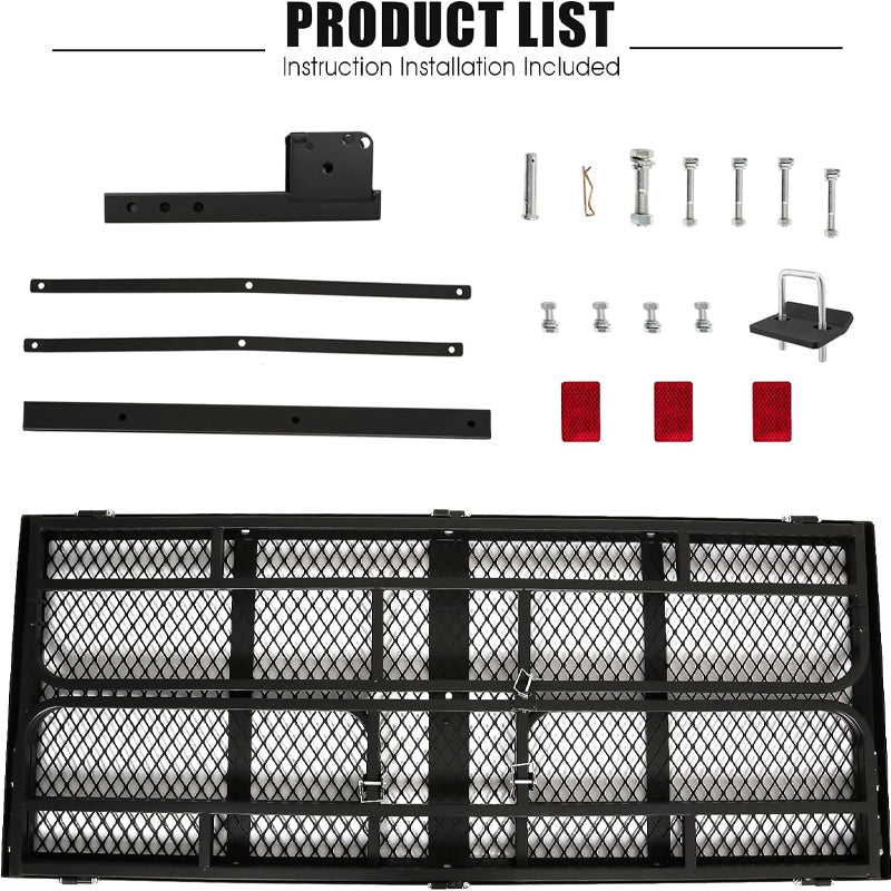 60" × 24" × 14" Hitch Cargo Carrier Folding Trailer Hitch Mount Cargo Rack 400lbs Loading Capacity