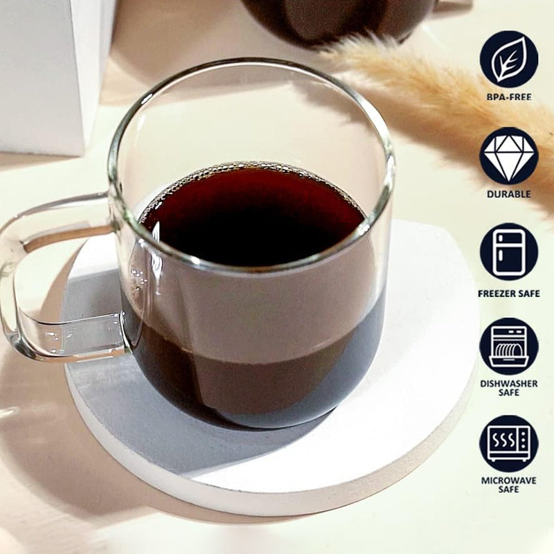 480ml/16oz Large Coffee Glass Hot/Cold Coffee Cup Tea Beverage Drinking Glass