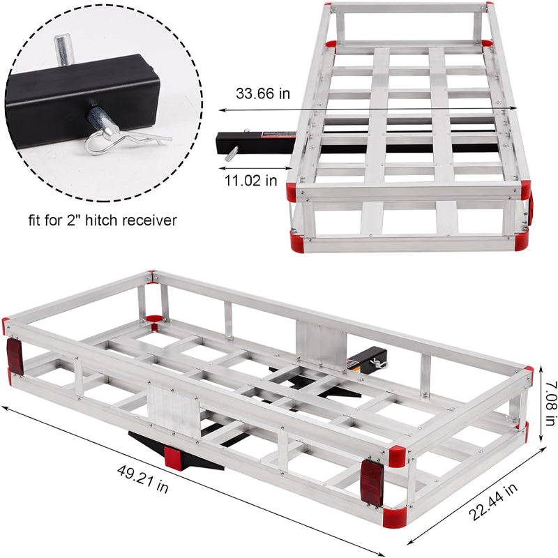 49.4" × 22.4" × 7.1" Hitch Cargo Carrier 500lbs Loading Capacity Luggage Carrier Fits 2" Hitch Receiver