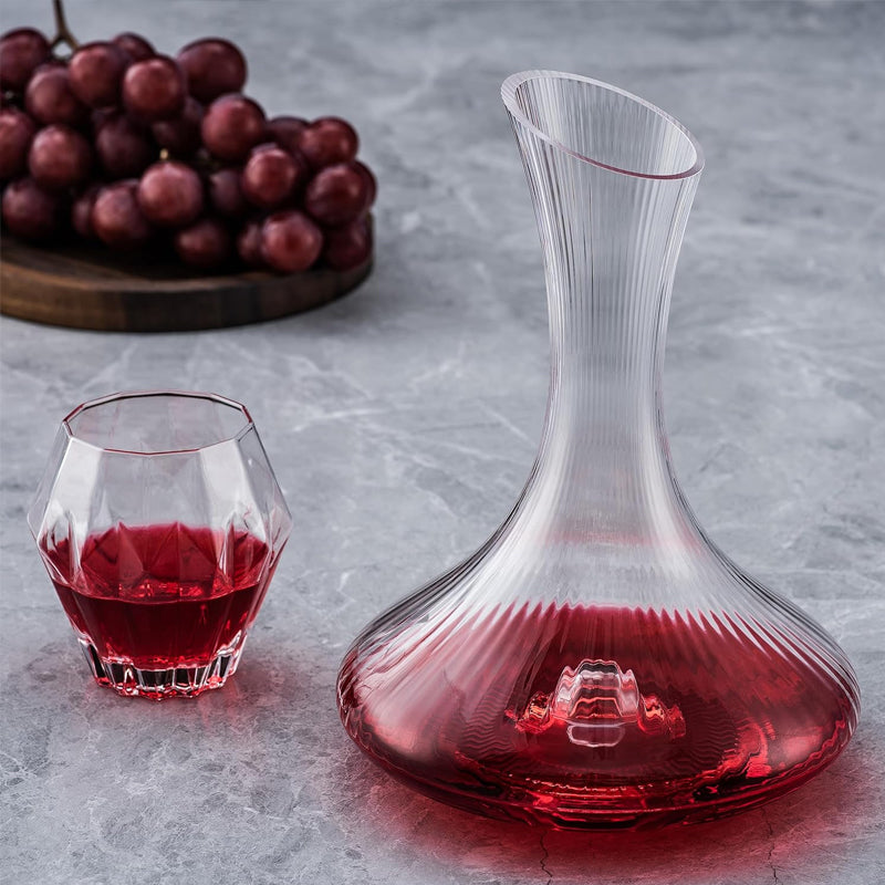 750ml Wine Decanter Lead-Free Crystal Glass Vertical Stripe Design Wine Accessories