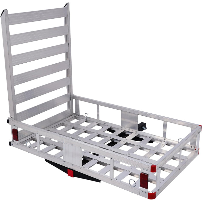 50" × 29.5" × 8.7" Trailer Hitch Cargo Carrier Aluminum Luggage Carrier Rack with Folding Ramp