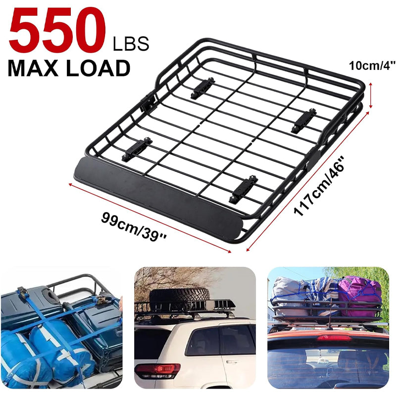 46"×39"×4" Heavy Duty Cargo Rack 550lbs Capacity Universal Rooftop Cargo Carrier Basket