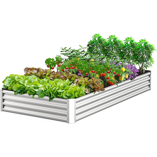 5x3x1 ft Raised Garden Bed Kit Outdoor Raised Garden Box Metal Raised Garden Bed Silver Planter