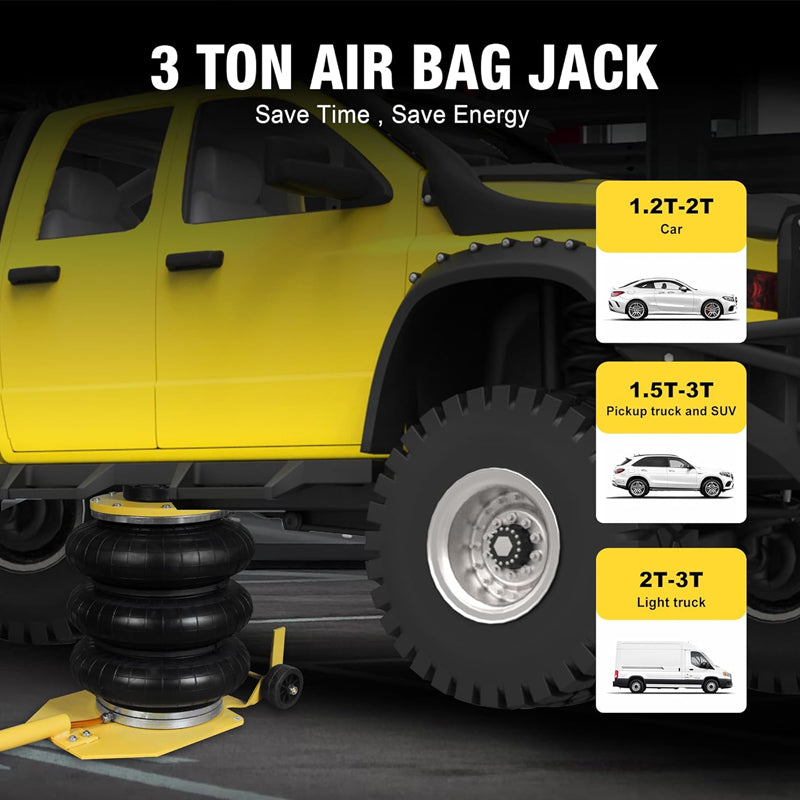 3 Ton/6600 lbs Air Jack Triple Bag Air Jack Pneumatic Jack for Car SUV Light Truck Lifting