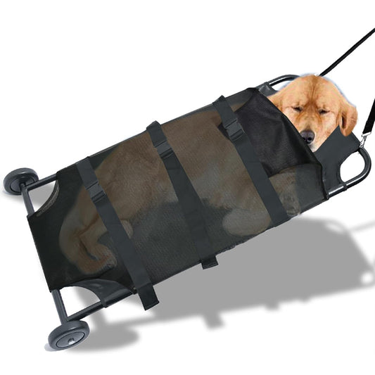 250lbs Capacity Animal Stretcher 48 x 26 Inch Dog Stretcher Pet Trolley with Noiseless Wheels