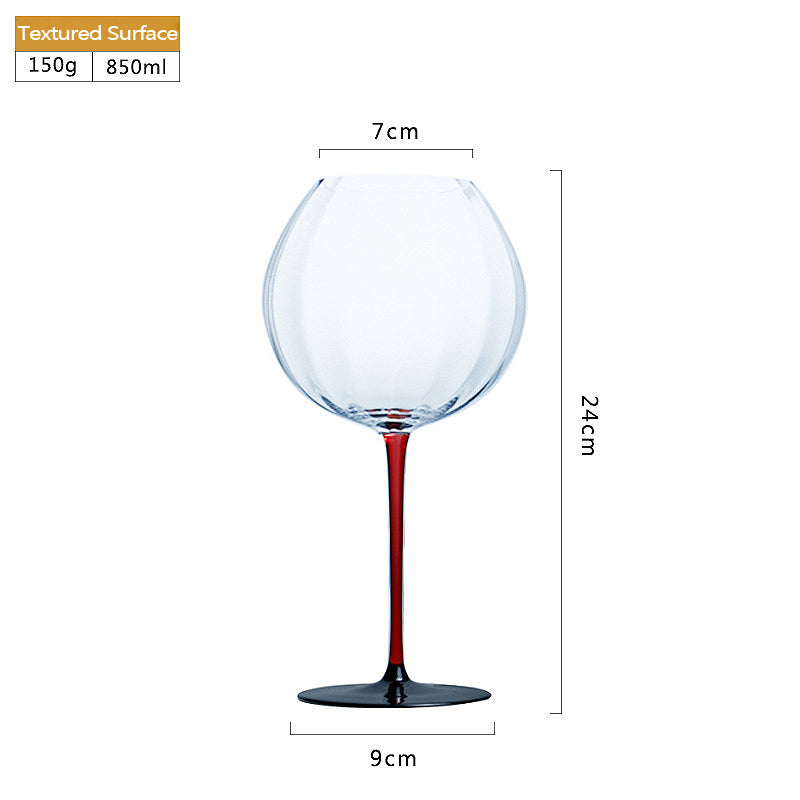 Crystal Wine Glass Stemware 850ml Burgundy Red Wine Goblet 10pcs Red Column Black Bottom