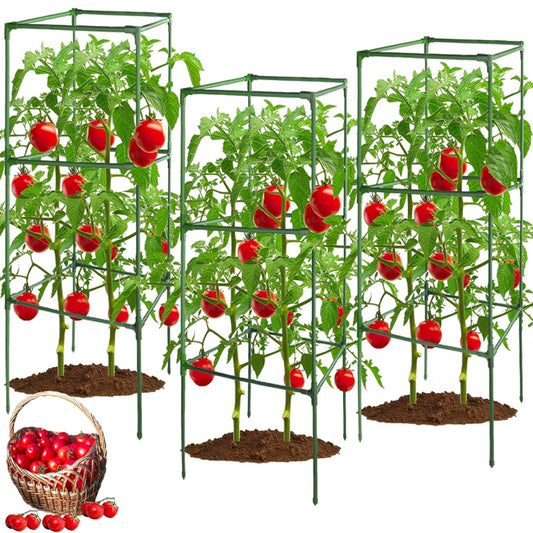 58 × 15.7 × 15.7 Inch Tomato Cages Square Tomato Plant Stakes Support Cages for Climbing Vegetables Flowers