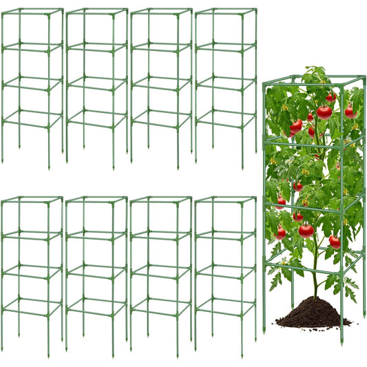 41.5 x 15 x 15 Inch Tomato Cages 8 pcs Garden Tomato Cage Square Plant Support Pole Steel Plant Tower