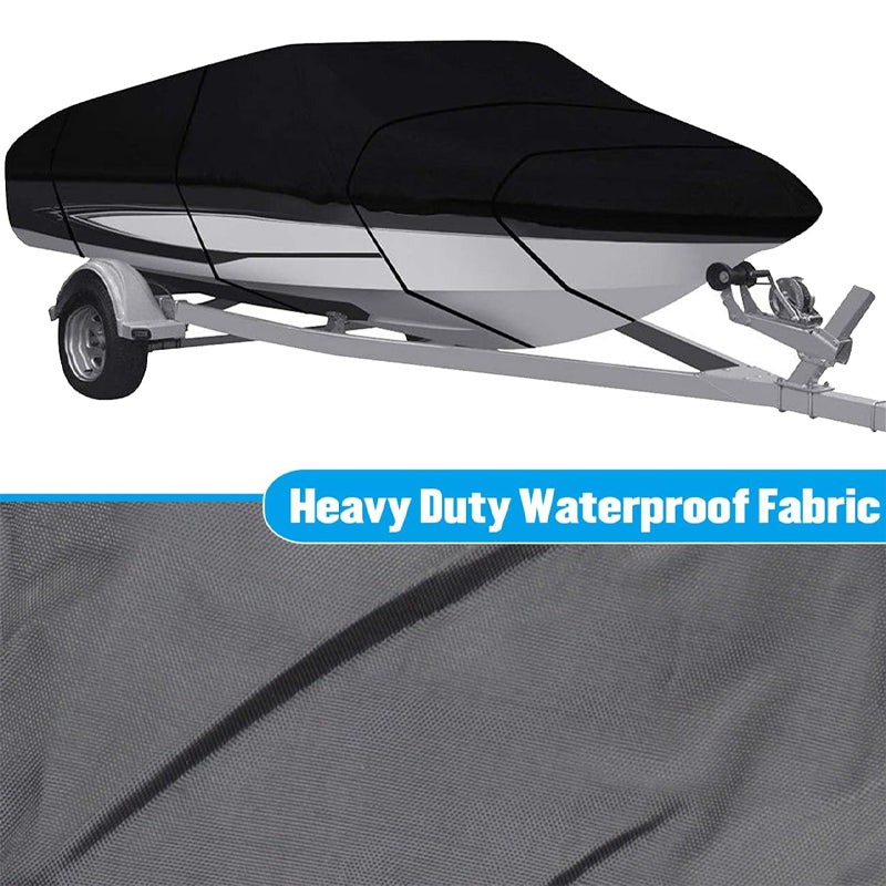 20'-22' Boat Cover 210D Marine Grade Polyester Mooring Cover Trailerable Boat Cover for V-Hull Boat