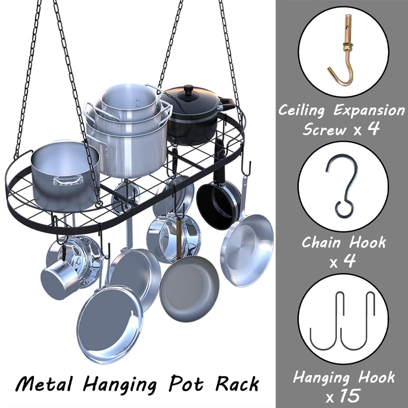 33” Hanging Pot Rack Metal Heavy Duty Ceiling Pot Rack 66 lbs Loading Weight
