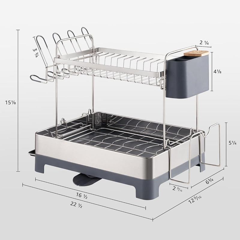 2-Tier Dish Drying Rack 304 Stainless Steel Kitchen Drying Rack Multifunctional Dish Drainer