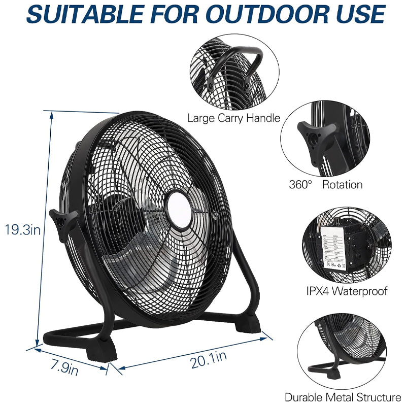 16 Inch Cordless Fan Rechargeable Battery Operated Floor Fan 15600mAh High Velocity Cordless Fan